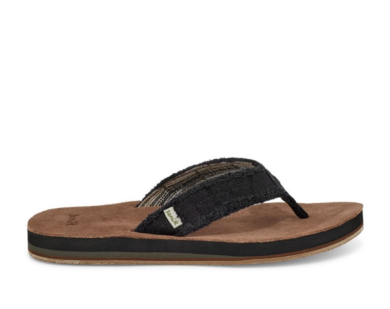 Sanuk Mens Fraid Not Soft Top Eco-Friendly Black Flip Flops | MYKTON809